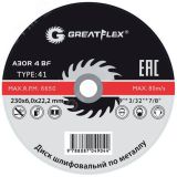 Диск шлифовальный по металлу GREATFLEX Т27-125 х 6.0 х 22 мм, класс Master 40015т Greatflex