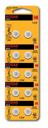 Батарейка AG10 (389) LR1130, LR54 [KAG10-10] MAX Button Cell (100/1000/70000) Б0044715 KODAK