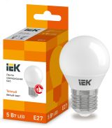 Лампа светодиодная LED 5вт E27 тепло-белый матовый шар ECO LLE-G45-5-230-30-E27 IEK