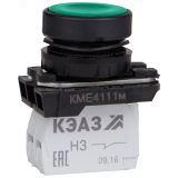 Кнопка КМЕ4111м-зелёный-1но+1нз-цилиндр-IP40- 248242 КЭАЗ