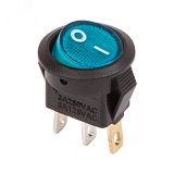 Выключатель клавишный круглый 250V 3А (3с) ON-OFF синий с подсветкой Micro, REXANT 36-2531 REXANT