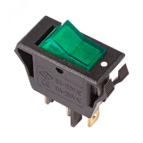 Выключатель клавишный 250V 15А (3с) ON-OFF зеленый с подсветкой, REXANT 36-2226 REXANT