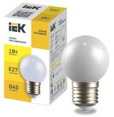 LIGHTING Лампа светодиодная декоративная G45 шар 1Вт 230В холодный белый E27 LLE-G45-1-230-W-E27 IEK