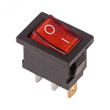 Выключатель клавишный 250V 6А (3с) ON-OFF красный с подсветкой Mini, REXANT 36-2150 REXANT