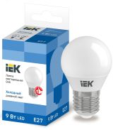 Лампа светодиодная LED 9вт Е27 дневной матовый шар ECO LLE-G45-9-230-65-E27 IEK