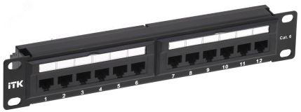 Патч-панель 1U кат.6 UTP 12 портов 10дюйм Dual IDC PP12-1UC06U-D05-10 ITK