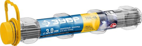 Электрод сварочный ЗОК-46 рутил-целлюлозный, d 3.0 х 350 мм, 1,5 кг в ПВХ тубе, Профессионал. 40031-3.0 ЗУБР