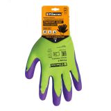 Перчатки ''Суперкомфортные'', полиэстер, покрытие Sandy Latex, в и/у, 9(L), салатовый+фиолетовый PR-SL181 АДМ