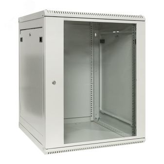 Шкаф настенный 19'' TERACOM PRO 15U 600х600 мм дверь стеклянная с замком-ручкой серый TRP-WLL-1566-40G EKF