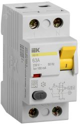 Выключатель дифференциальный тока (УЗО) ВД1-63 2Р 63А 100мА тип А(Электромеханическое) MDV11-2-063-100 IEK