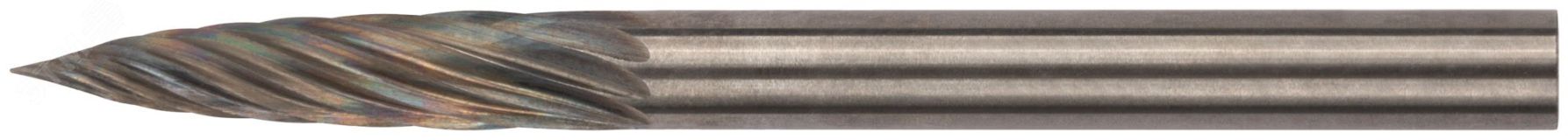 Шарошка карбидная Профи, штифт 3 мм (мини), цилиндрическая с острым наконечником 36584 FIT
