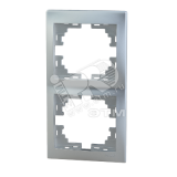 MIRA Рамка 2 поста вертикальная серый металлик без вставок 701-1000-152  Lezard