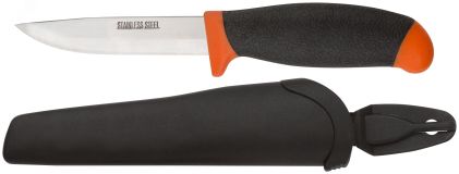 Нож строительный, нерж.сталь, прорезиненная желто-черная ручка 10615 FIT