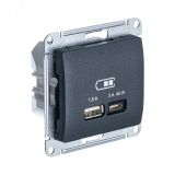GLOSSA USB РОЗЕТКА A + тип-C 45W высокоскор.заряд. QC, PD, механизм, АНТРАЦИТ GSL000729 Systeme Electric