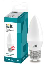Лампа светодиодная LED 9вт Е27 белый матовая свеча ECO LLE-C35-9-230-40-E27 IEK