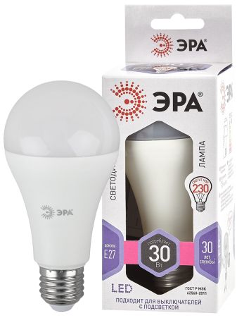 Лампа светодиодная Е27 30Вт груша холодный дневной свет STD LED A65-30W-860-E27 E27 / Б0048017 ЭРА