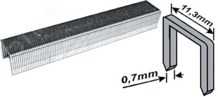 Скобы для степлера закаленные 11.3 мм х 0.7 мм, (узкие тип 53) 12 мм, 1000 шт 31374М MOS