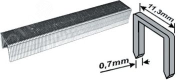 Скобы для степлера закаленные 11.3 мм х 0.7 мм, (узкие тип 53) 10 мм, 1000 шт 31373М MOS