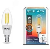 Лампа светодиодная умная 4.5 Вт 495 лм 2000-6500К AC 220-240В E14 свеча Управление по Wi-Fi, изменение цветовой температуры и диммирование Smart Home Gauss 1250112 GAUSS