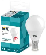 Лампа светодиодная LED 9вт Е14 белый матовый шар ECO LLE-G45-9-230-40-E14 IEK