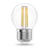 Лампа светодиодная филаментная LED 10 Вт 650 лм 2700К AC190-240В E27 шар P45 теплая Elementary 52210 GAUSS