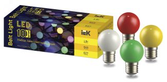 Набор ламп светодиодных декоративных G45 шар 1Вт 230В MIX E27 10 шт LLE-G45-1-230-MIX-E27-10 IEK