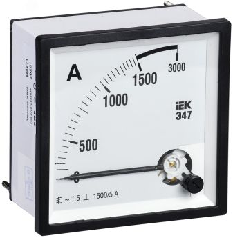 Амперметр Э47 1500/5А 72х72 AC включение через трансформатор (класс точности 1.5) IPA10-6-1500-E IEK
