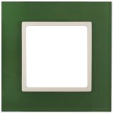 Рамка на 1 пост, стекло, Эра Elegance, зелёный+сл.кость, 14-5101-27 Б0034481 ЭРА