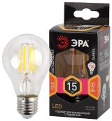 Лампа светодиодная F-LED A60-15W-827-E27 (филамент, груша, 15Вт, тепл, Е27) (10/100/1500) Б0046981 ЭРА
