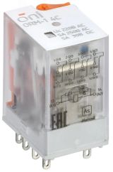 Реле интерфейсное ORM 4C 220В AC со светодиодом и тестовой кнопкой ORM-1-4C-AC220V-L-B ONI