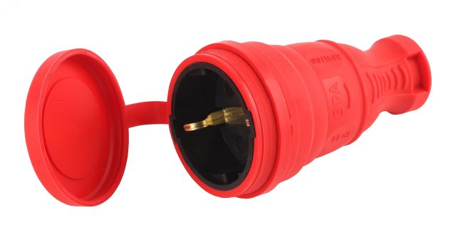 Разъём каучуковый c/з прямой 16A IP44 красный R8-RED-IP44 Б0044548 ЭРА