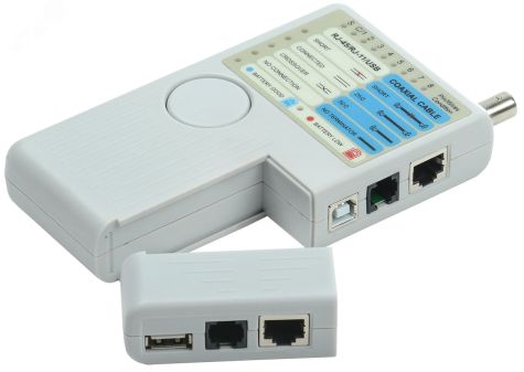 Тестер для витой пары 4в1 RJ45/RJ11/BNC/USB с элементом питания WH3468 ITK