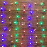 Гирлянда светодиодный Дождь 1,5х1,5 м, с насадками Шарики, свечение с динамикой, прозрачный провод, 230 В, диоды мультиколор 235-049 Neon-Night