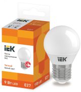 Лампа светодиодная LED 9вт Е27 тепло-белый матовый шар ECO LLE-G45-9-230-30-E27 IEK