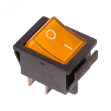 Выключатель клавишный 250V 16А (4с) ON-OFF желтый с подсветкой, REXANT 36-2333 REXANT