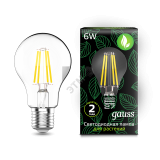Лампа светодиодная LED-6Вт E27 Fito Filament A60 Gauss 102802906 GAUSS