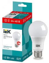 Лампа светодиодная A60 груша 12Вт 24-48В 4000К E27 LLE-A60-12-24-48-40-E27 IEK