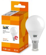 Лампа светодиодная LED 7вт E14 тепло-белый матовый шар ECO LLE-G45-7-230-30-E14 IEK
