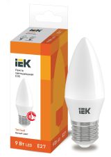 Лампа светодиодная LED 9вт Е27 тепло-белый матовая свеча ECO LLE-C35-9-230-30-E27 IEK