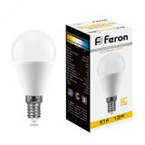 Лампа светодиодная LED 13вт Е14 теплый матовый шар 38101 FERON