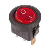 Выключатель клавишный круглый 250V 6А (3с) ON-OFF красный с подсветкой, REXANT 36-2570 REXANT
