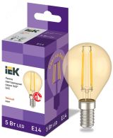 Лампа светодиодная G45 шар золото 5Вт 230В 2700К E14 серия 360° LLF-G45-5-230-30-E14-CLG IEK