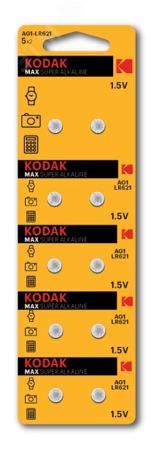 Батарейка Kodak AG1 (364) LR621 LR60 [KAG1-10] MAX Button Cell (100/1000/98000) Б0044706 KODAK
