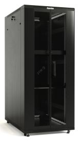 Шкаф напольный 19-дюймовый 42U 2055x800х1000мм передняя и задняя распашные перфорированные двери (75%) ручка с замком крыша нового типа цвет черный (RAL 9004) (разобранный) 392684 Hyperline