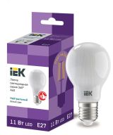Лампа светодиодная LED 11вт Е27 белый матовый FILAMENT LLF-A60-11-230-40-E27-FR IEK