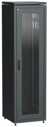 Шкаф сетевой 19дюйм LINEA N 42U 600х600 мм стеклянная передняя дверь. задняя металлическая черный LN05-42U66-GM ITK