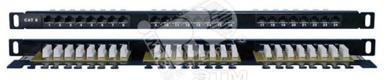 Патч-панель высокой плотности 19 0.5U 24 порта RJ-45 категория 6 Dual IDC 46979 Hyperline
