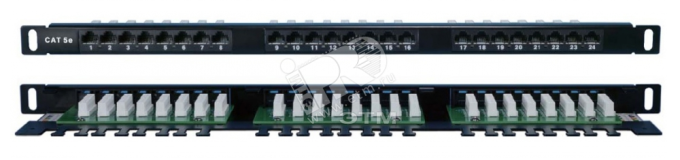 Патч-панель высокой плотности 19' 0.5U 24 порта RJ45 категория 5E Dual IDC 244076 Hyperline