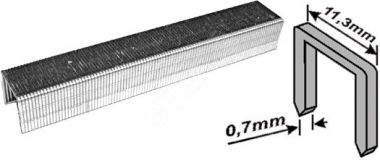 Скобы для степлера закалённые усиленные Профи 11.3 мм х 0.7 мм (узкие тип 53) 14 мм, 1000 шт 31334 FIT