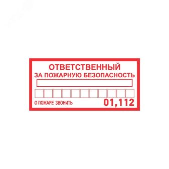 Наклейка информационный знак Ответственный за пожарную безопасность 100х200 мм, 56-0012 REXANT